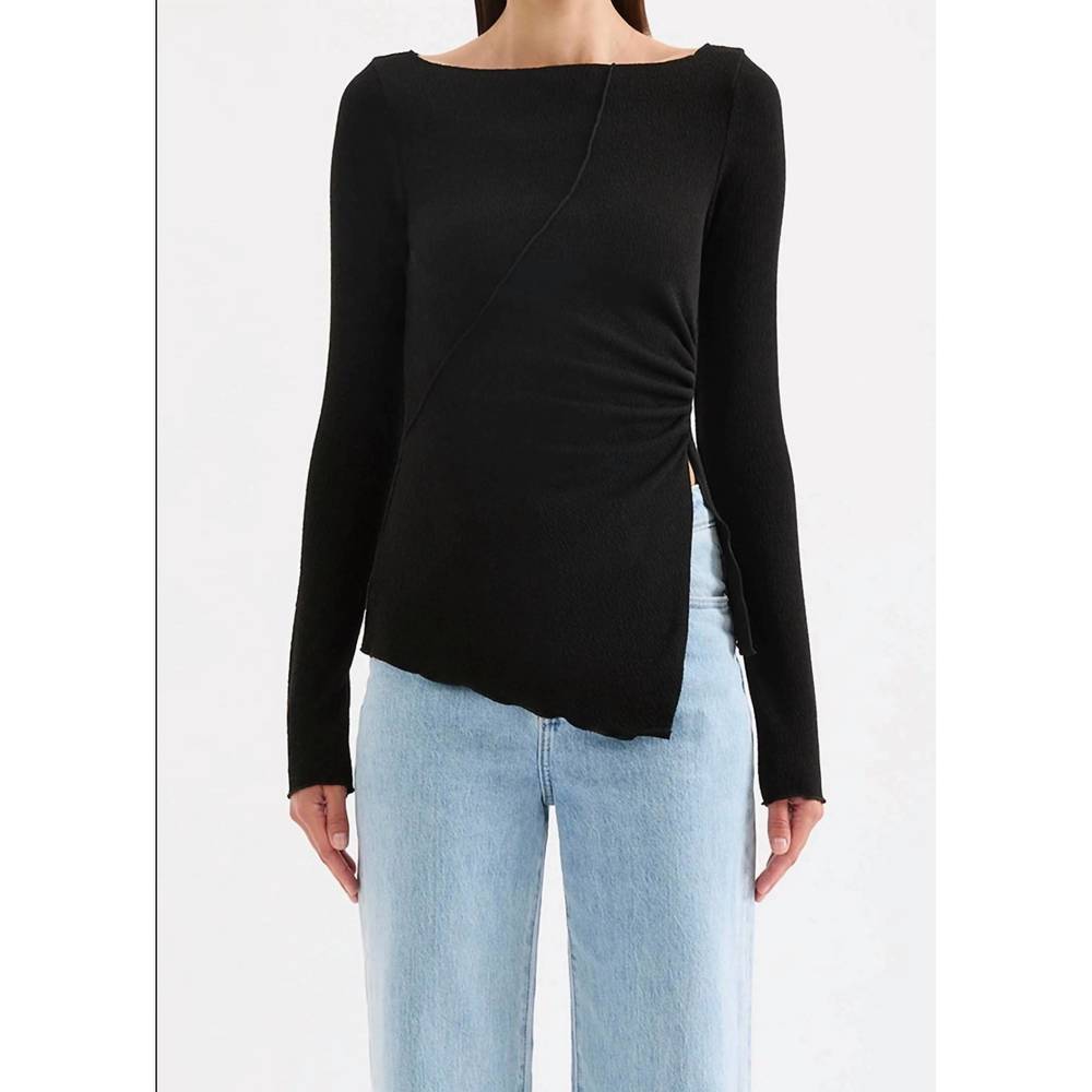 NEW NUDE LUCY women's cora long sleeve top in black